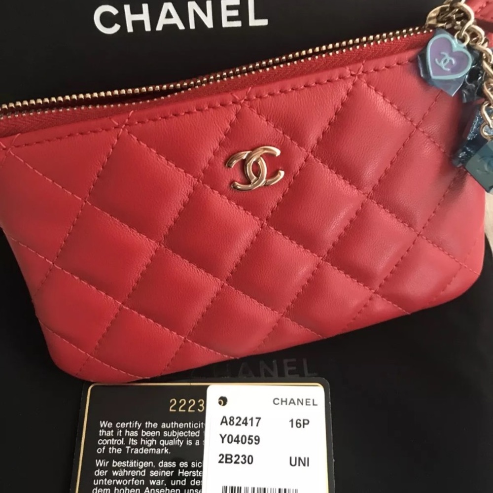 Chanel O Red Case Zipper Pouch With Charms! - Picture 3 of 7